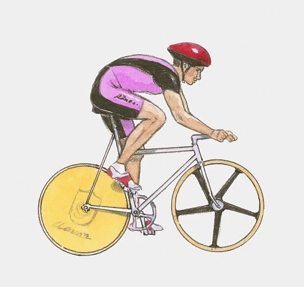 Illustration of male cyclist on racing bicycle