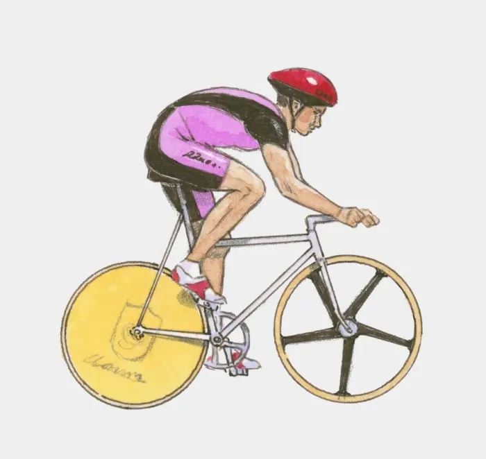 Framed Print : Illustration of male cyclist on racing bicycle