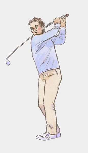 illustration of male golfer performing swing