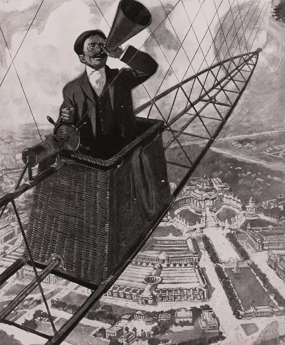 Framed Print : Illustration of Man in Air Balloon During Fair Framed Print : Illustration of Man in Air Balloon During Fair