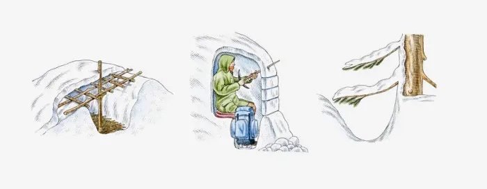 Framed Print : Illustration of man construction snow trench Framed Print : Illustration of man construction snow trench
