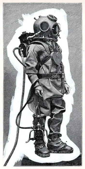Framed Print : Illustration Of Man In Diving Suit Framed Print : Illustration Of Man In Diving Suit