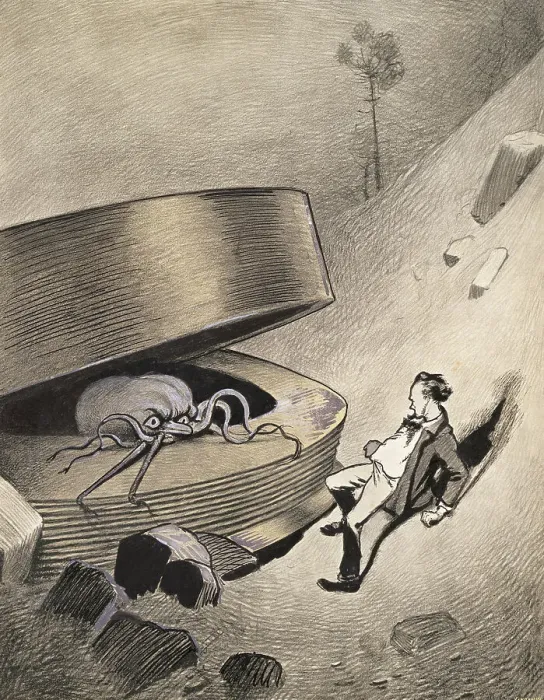 Framed Print : Illustration of a Man Encountering a Martian by Alvim Correa Framed Print : Illustration of a Man Encountering a Martian by Alvim Correa
