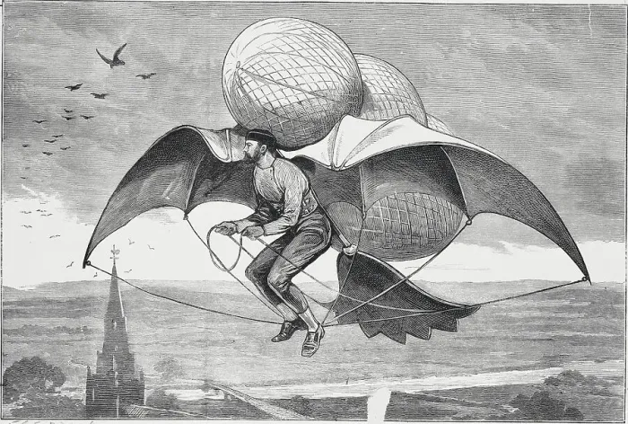 Framed Print : Illustration of Man Flying Type of Aircraft Framed Print : Illustration of Man Flying Type of Aircraft