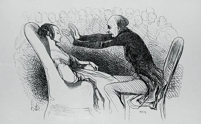 Framed Print : Illustration of a Man Hypnotizing Patient by Honore Daumier Framed Print : Illustration of a Man Hypnotizing Patient by Honore Daumier