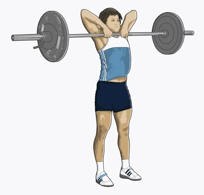 Framed Print : Illustration of man performing upright row weightlift Framed Print : Illustration of man performing upright row weightlift