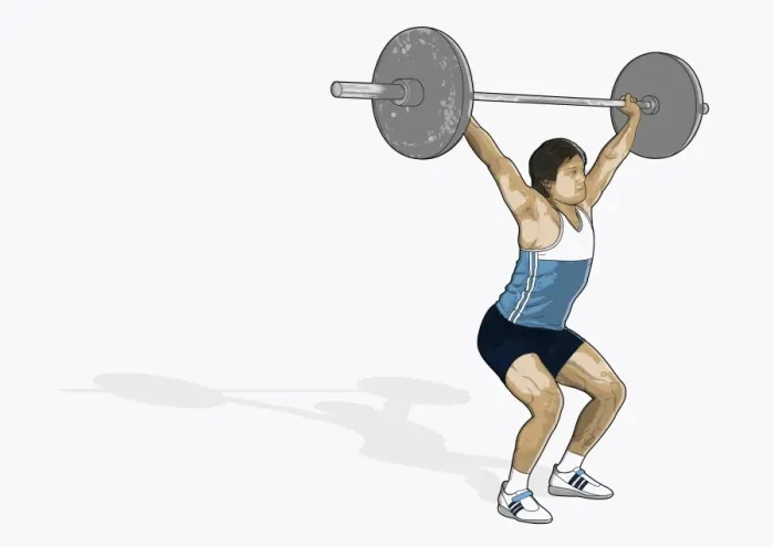 Framed Print : Illustration of man performing weightlifting power snatch Framed Print : Illustration of man performing weightlifting power snatch