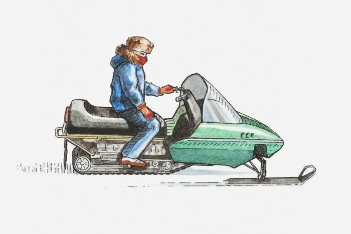 Framed Print : Illustration of man on snowmobile Framed Print : Illustration of man on snowmobile