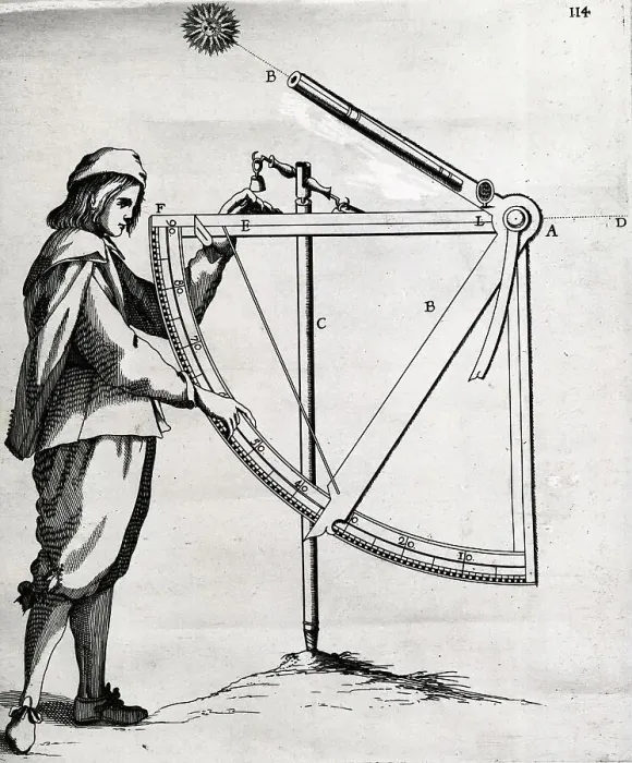 Framed Print : Illustration of a Man Using a Large Sextant Framed Print : Illustration of a Man Using a Large Sextant