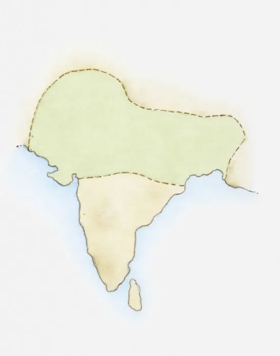 Framed Print : Illustration, map of India with Mauryan Empire highlighted in green