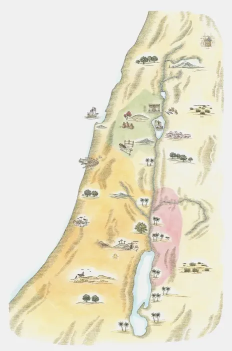 Framed Print : Illustration of map of Judea, the area in which Jerusalem was situated, as it would have been at the time of Jesus
