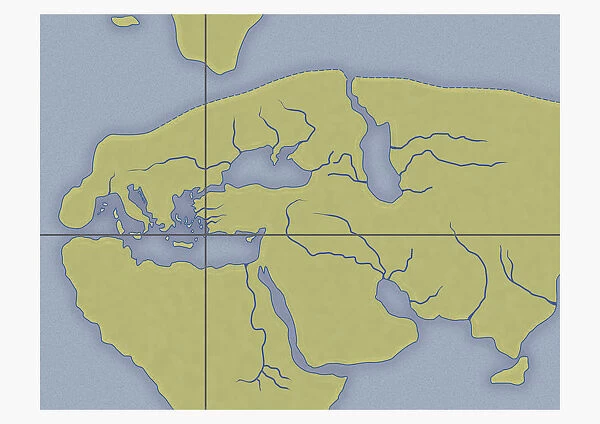 Illustration of the map of the world created by Dicaearchus of Messana, 300 BCE