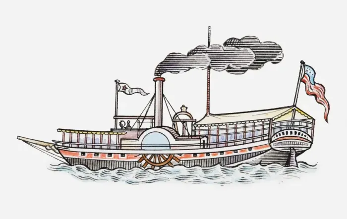Framed Print : Illustration of Mark Twains Mississippi paddle boat Framed Print : Illustration of Mark Twains Mississippi paddle boat