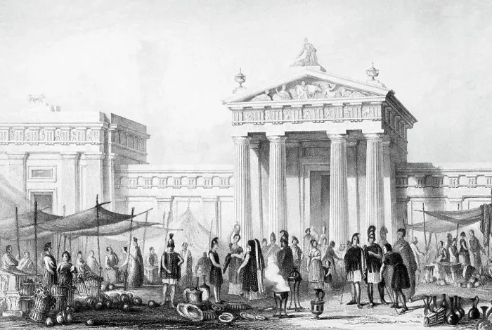 Framed Print : Illustration of the Market Place at Athens Framed Print : Illustration of the Market Place at Athens
