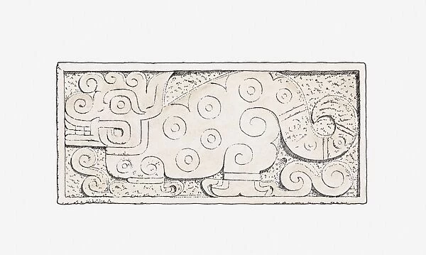 Illustration of Mayan frieze