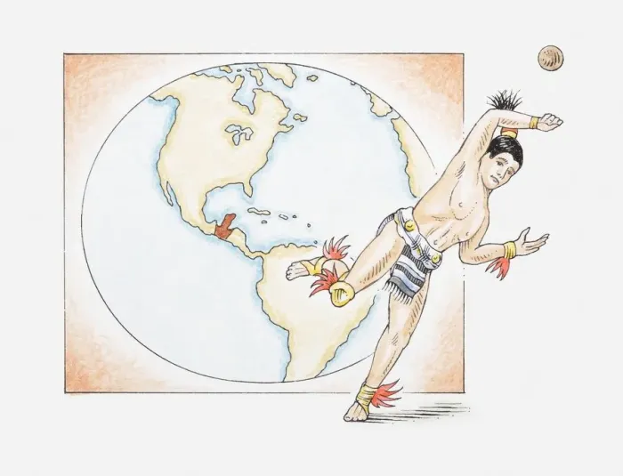 Framed Print : Illustration of Mayan man playing ballgame and map highlighting the land of the Mayans on Yucatan peninsula Framed Print : Illustration of Mayan man playing ballgame and map highlighting the land of the Mayans on Yucatan peninsula
