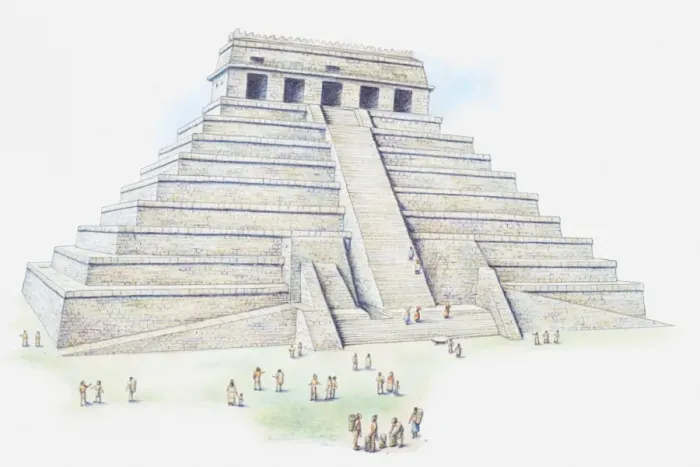 Framed Print : Illustration of Mayan pyramid The Temple of Inscriptions at Palenque Framed Print : Illustration of Mayan pyramid The Temple of Inscriptions at Palenque