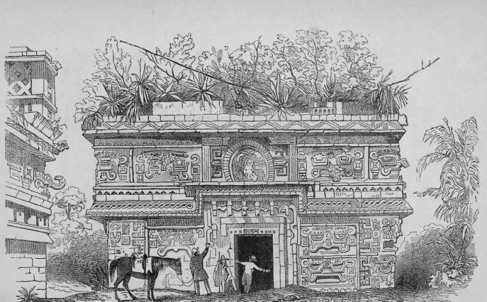 Framed Print : Illustration Of Mayan Ruin In Yucatan