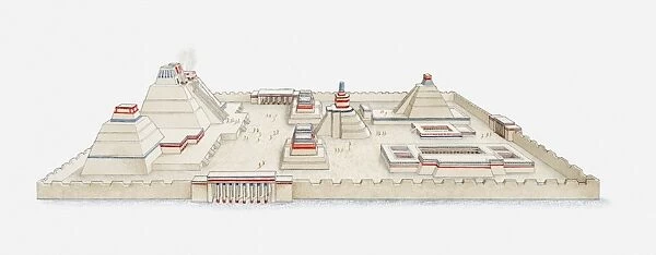 Illustration of Mayan temples