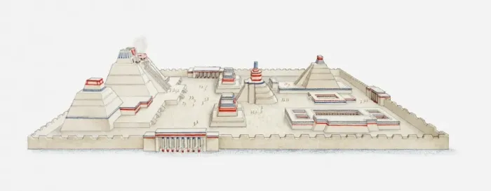 Framed Print : Illustration of Mayan temples