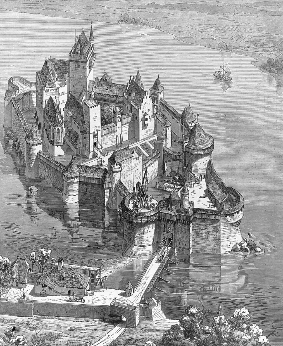 Framed Print : Illustration of Medival Water Castle Framed Print : Illustration of Medival Water Castle