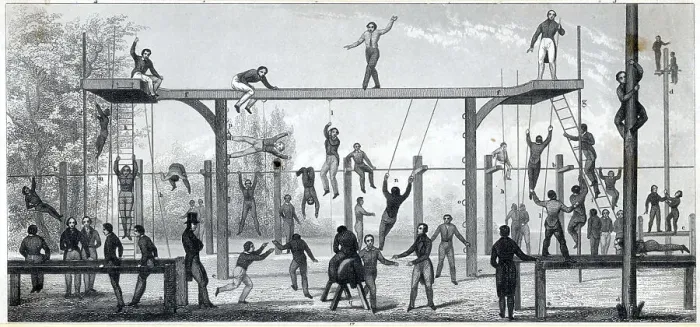 Framed Print : Illustration Of Men Excercising Framed Print : Illustration Of Men Excercising