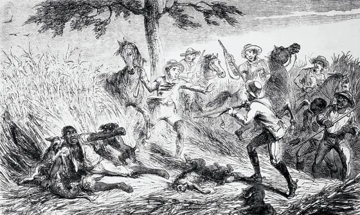 Framed Print : Illustration of Men Hunting Deer Framed Print : Illustration of Men Hunting Deer