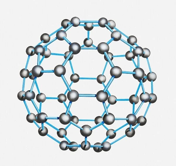 Illustration of molecule structure of Buckminsterfullerene, an allotrope of carbon