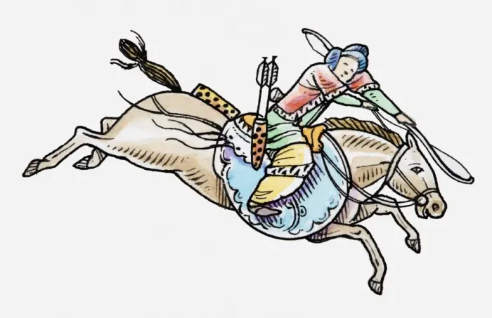 Framed Print : Illustration of Mongolian soldier on horseback Framed Print : Illustration of Mongolian soldier on horseback