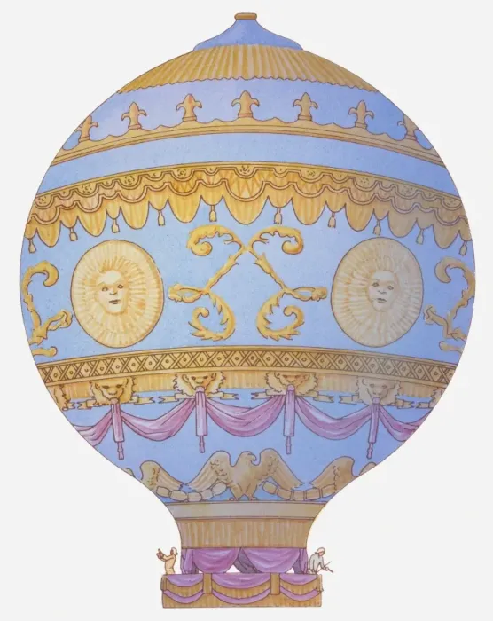 Framed Print : Illustration of Montgolfier brothers hot-air balloon, 1783