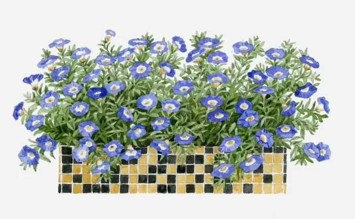 Framed Print : Illustration of mosaic tiled windowbox containing Molana Blue Bird Framed Print : Illustration of mosaic tiled windowbox containing Molana Blue Bird