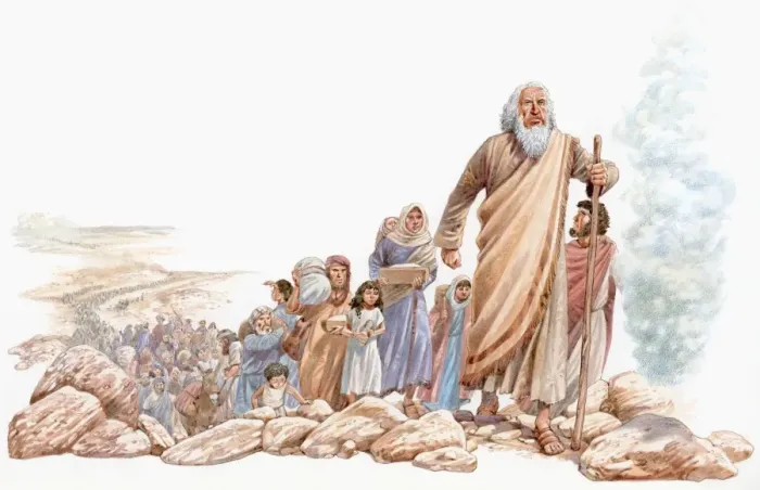 Framed Print : Illustration of Moses leading Hebrews Eastward on journey to Canaan