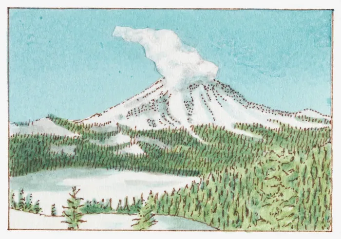 Framed Print : Illustration of Mount St Helens, Skamania County, Washington State, USA