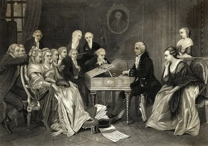 Framed Print : Illustration of Mozart at Vienna, Playing His Opera Don Juan for the First Time Framed Print : Illustration of Mozart at Vienna, Playing His Opera Don Juan for the First Time