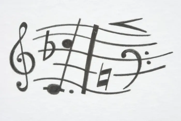 Framed Print : Illustration, music notes on staff Framed Print : Illustration, music notes on staff