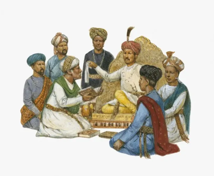 Framed Print : Illustration of Muslims, Zoroastrians, Hindu pandits and yogis discuss their religious beliefs Framed Print : Illustration of Muslims, Zoroastrians, Hindu pandits and yogis discuss their religious beliefs