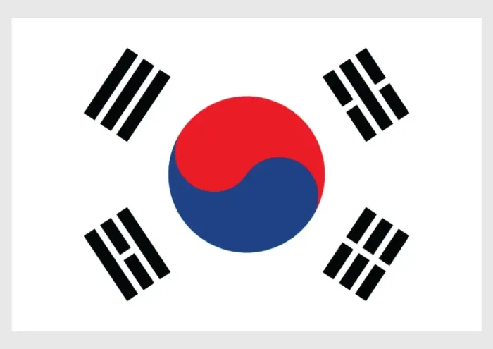 Framed Print : Illustration of national flag and civil ensign of South Korea, with red and blue taegeuk in centre, and four black trigrams in each corner on white field Framed Print : Illustration of national flag and civil ensign of South Korea, with red and blue taegeuk in centre, and four black trigrams in each corner on white field