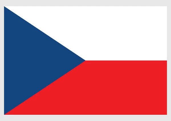 Illustration of national flag of the Czech Republic, with blue isosceles triangle and two equal horizontal bands of white and red