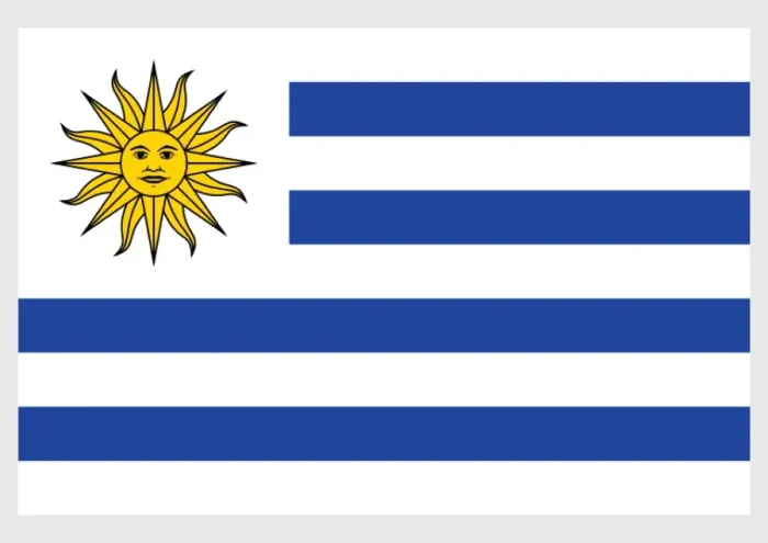 Framed Print : Illustration national flag of Uruguay, with field of nine equal horizontal, alternating white and blue stripes, Sun of May at hoist Framed Print : Illustration national flag of Uruguay, with field of nine equal horizontal, alternating white and blue stripes, Sun of May at hoist