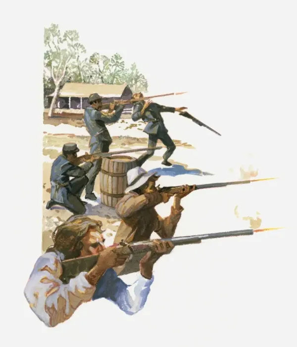 Framed Print : Illustration of Ned Kellys last stand Framed Print : Illustration of Ned Kellys last stand