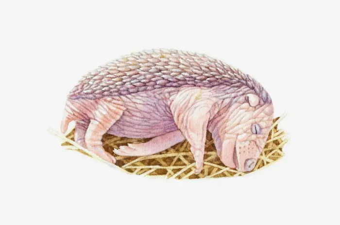 Framed Print : Illustration of newborn European Hedgehog (Erinaceus europaeus) sleeping in nest Framed Print : Illustration of newborn European Hedgehog (Erinaceus europaeus) sleeping in nest