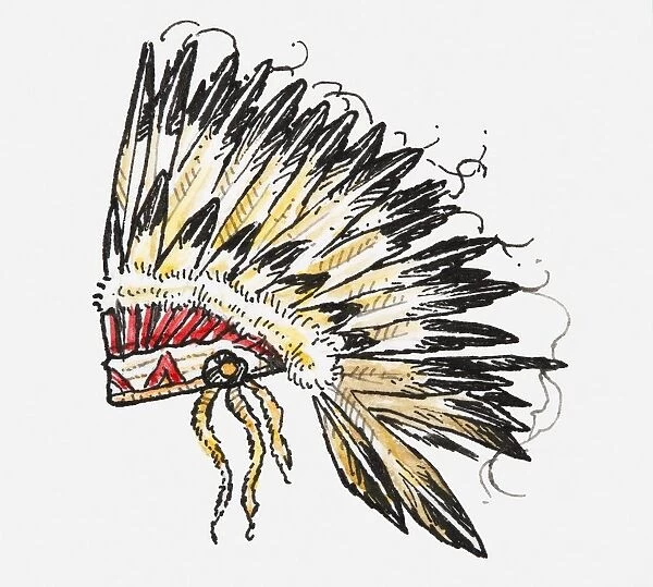 Illustration of north American tribal headdress
