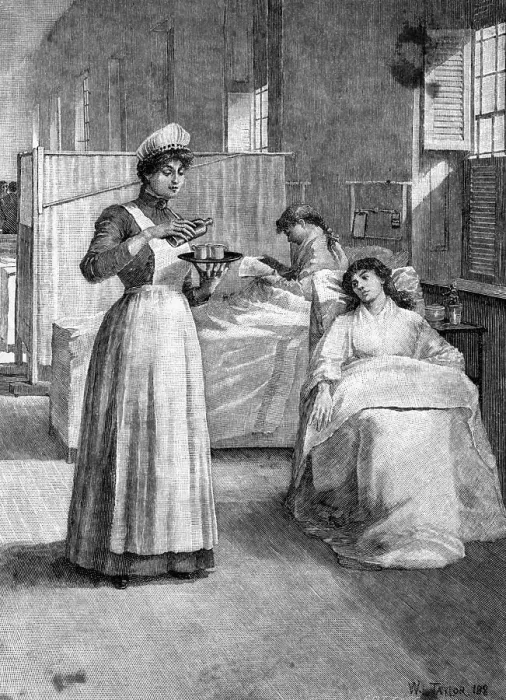Framed Print : Illustration of Nurse Administering Medicine To Girl Framed Print : Illustration of Nurse Administering Medicine To Girl