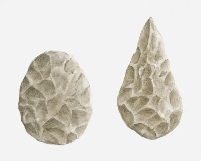 Framed Print : Illustration of obidian hand axes, Circa 11, 000 bc Framed Print : Illustration of obidian hand axes, Circa 11, 000 bc