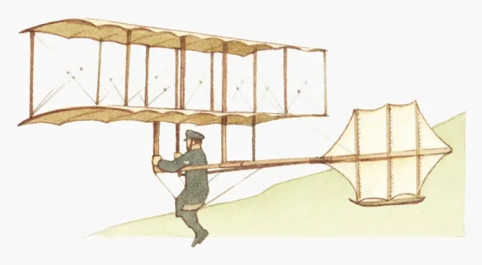 Framed Print : Illustration of Octave Chanutes biplane glider, 1897
