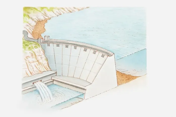 Framed Print : Illustration of of a dam