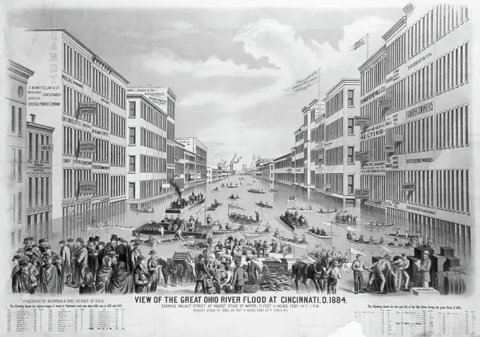 Framed Print : Illustration Of Ohio River Flood Framed Print : Illustration Of Ohio River Flood