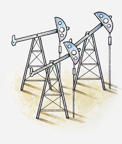 Illustration of oil drills