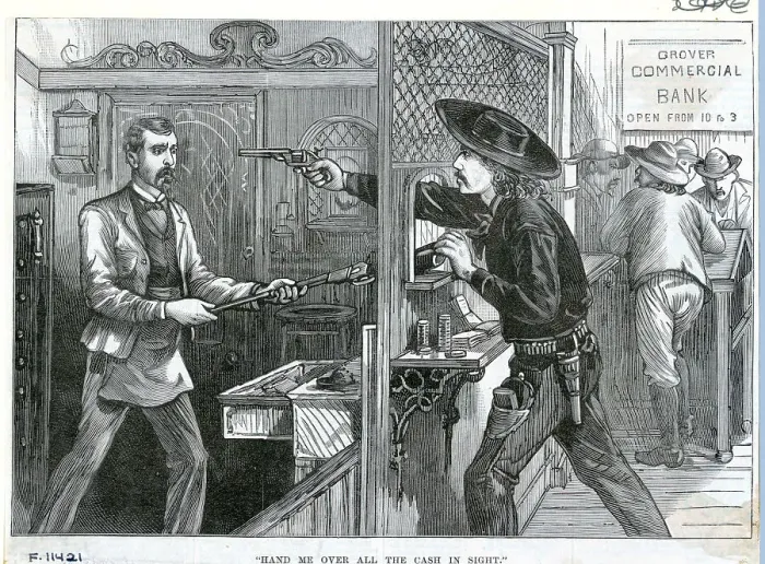 Framed Print : Illustration Of An Oldtime Robbery Framed Print : Illustration Of An Oldtime Robbery