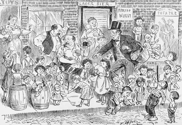 Framed Print : Illustration of an Overpopulated Street in New York City